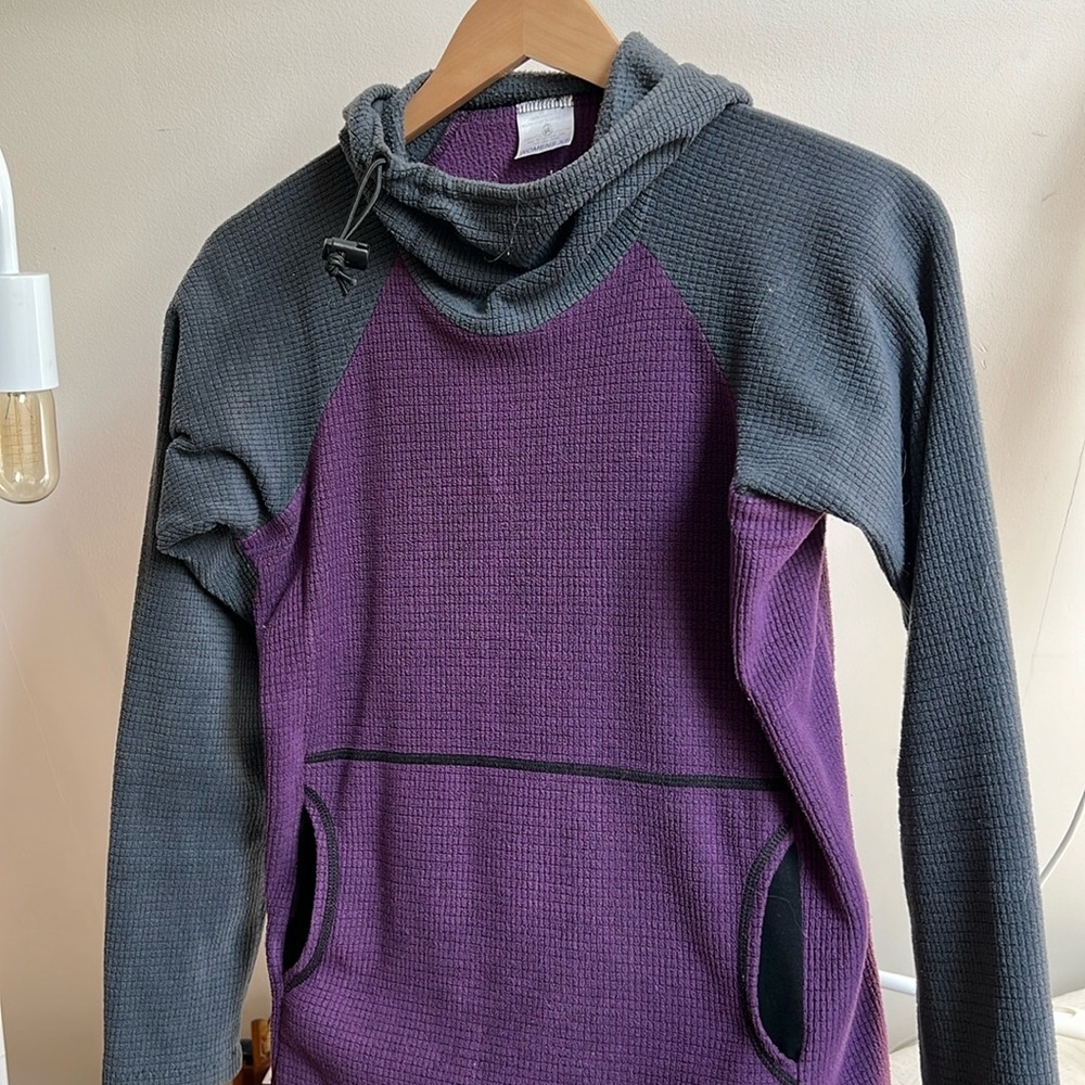 Women’s XS Melanzana Micro Grid Hoodie V1 in Purple and Grey